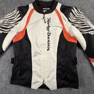 Harley-Davidson Mens Riding Gear‎ Mesh Jacket Black White Wing Graphic M #999
